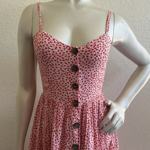 Oh Polly Red and White Midi Sundress Spaghetti Strap - Picture 5 of 7